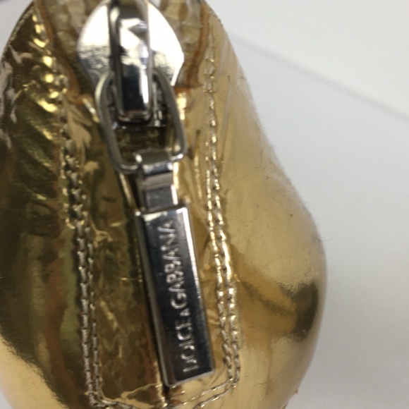 NWT Dolce & Gabbana Gold/Black Leather and Suede Peep Toe Pump Sz 36. 5 (US 6.5) - Picture 7 of 14